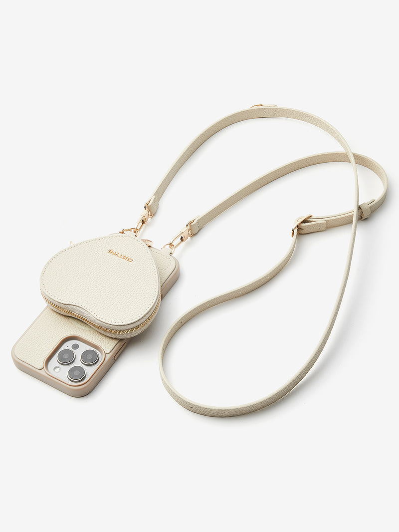 phone case with chain zipper heart pouch