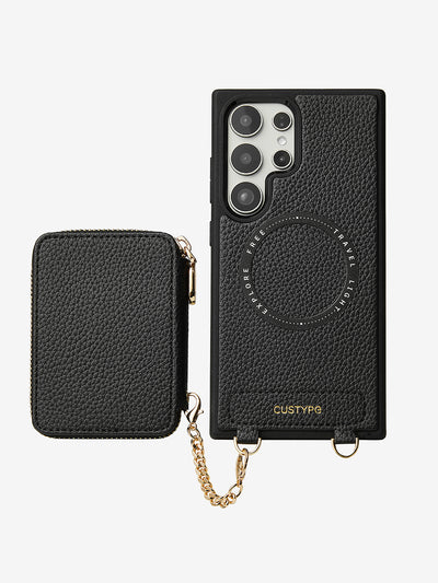 Unique Design Set- Samsung Galaxy Detachable Wireless Charging Crossbody Wallet Phone Case Set