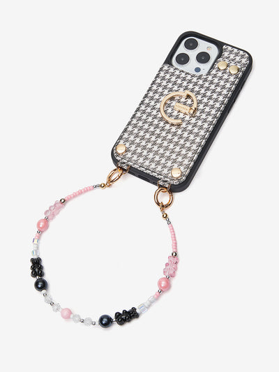 Gentleness Style- Black Pink bear Phone Case Wrist Strap