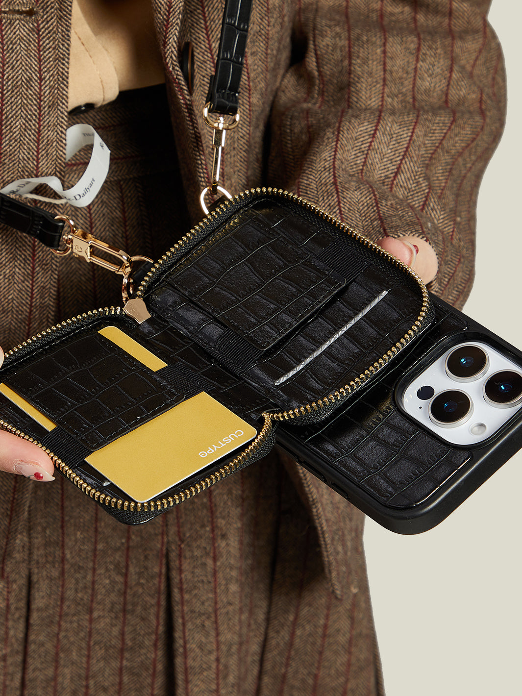 Crocodile Craft Set- Detachable Wireless Charging Crossbody Wallet Phone Case Set