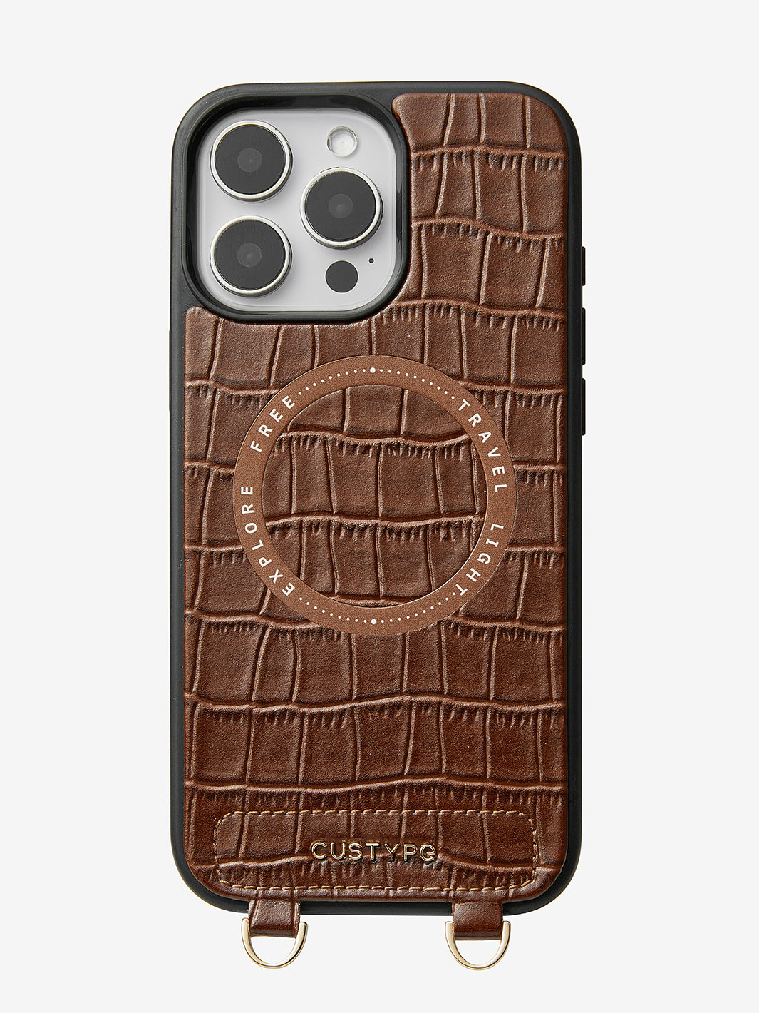 Crocodile Design Set Leather Wireless Charging Phone Case Custype