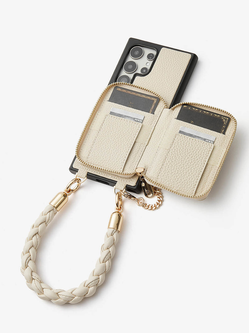 BraidTrend- Samsung Rope Style Wristlet Separable Wallet Phone Case-Mobile Phone Cases-WRISTBAND & PHONE POUCH-Black-Samsung S25 Ultra-Custype
