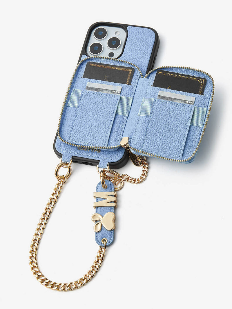 Blue cell phone covers with wallet iPhone 16 Pro 