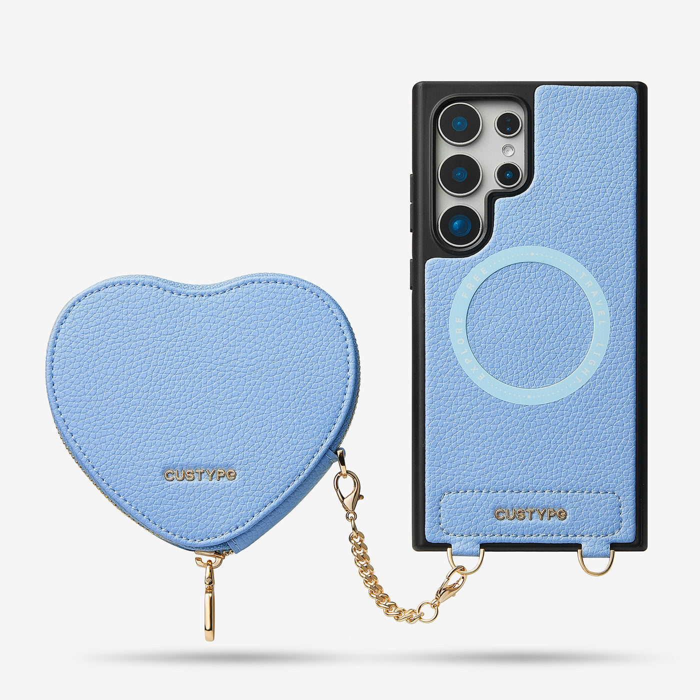 Heart Design Kit- Samsung Galaxy Wireless Charging Phone Case With Detachable Pouch-Mobile Phone Cases-DETACHABLE WALLET & WIRELESS CHARGING-Blue-Samsung S24 Ultra-Custype