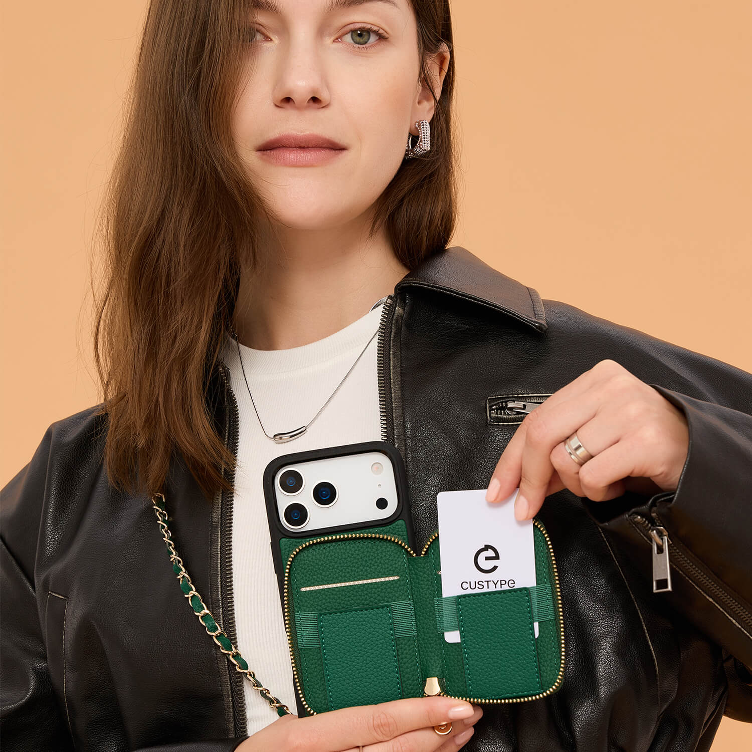 Allure Chain Series- Lanyard Magnetic Wallet Phone Case with Finger Holder-Mobile Phone Cases-DETACHABLE WALLET & WIRELESS CHARGING