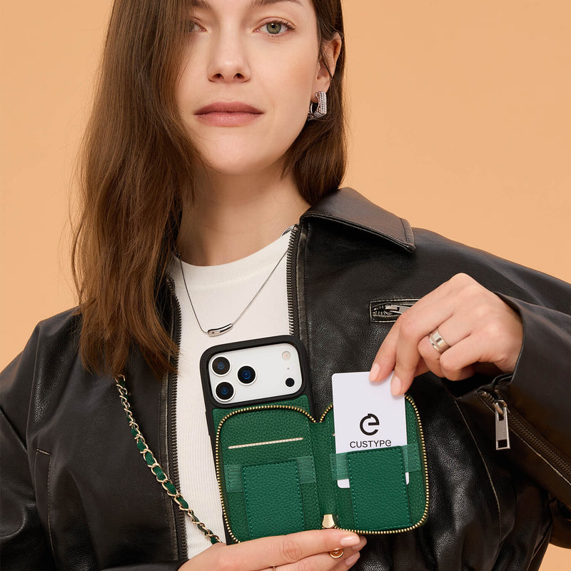 Allure Chain Series- Lanyard Magnetic Wallet Phone Case with Finger Holder-Mobile Phone Cases-DETACHABLE WALLET & WIRELESS CHARGING