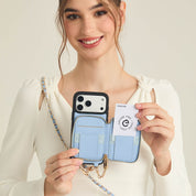 Allure Chain Series- Lanyard Magnetic Wallet Phone Case with Finger Holder