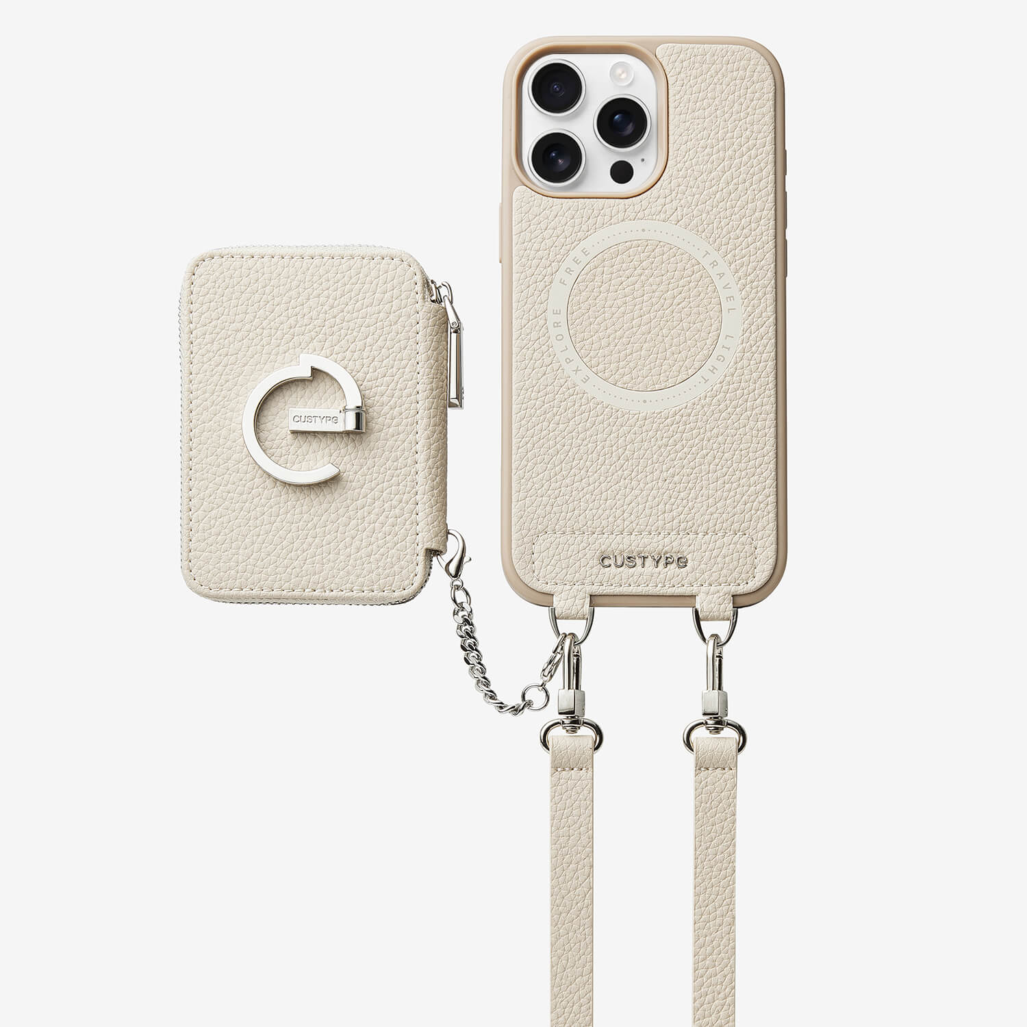 Custype クロスボディ iPhone 16 Pro ケース ストラップとカード