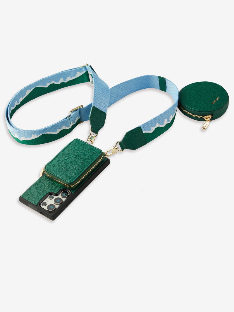 Unique Design Set- Samsung Galaxy Wireless Charging Webbing Crossbody Phone Case Round Pouch Set-Mobile Phone Cases-DETACHABLE WALLET & ROUND POUCH-Beige-Samsung S25 Ultra-Custype