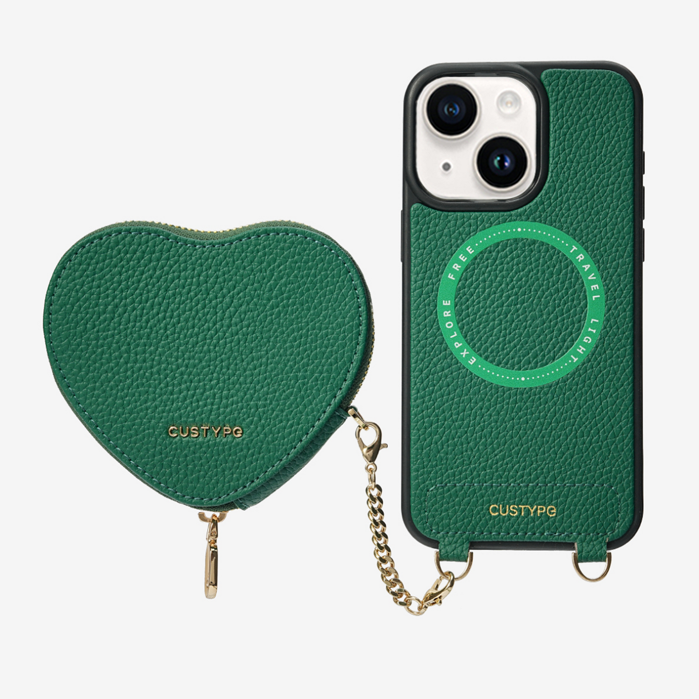 Original Design Set- Wireless Charging Phone Case With Detachable Heart Pouch-Mobile Phone Cases-Custype