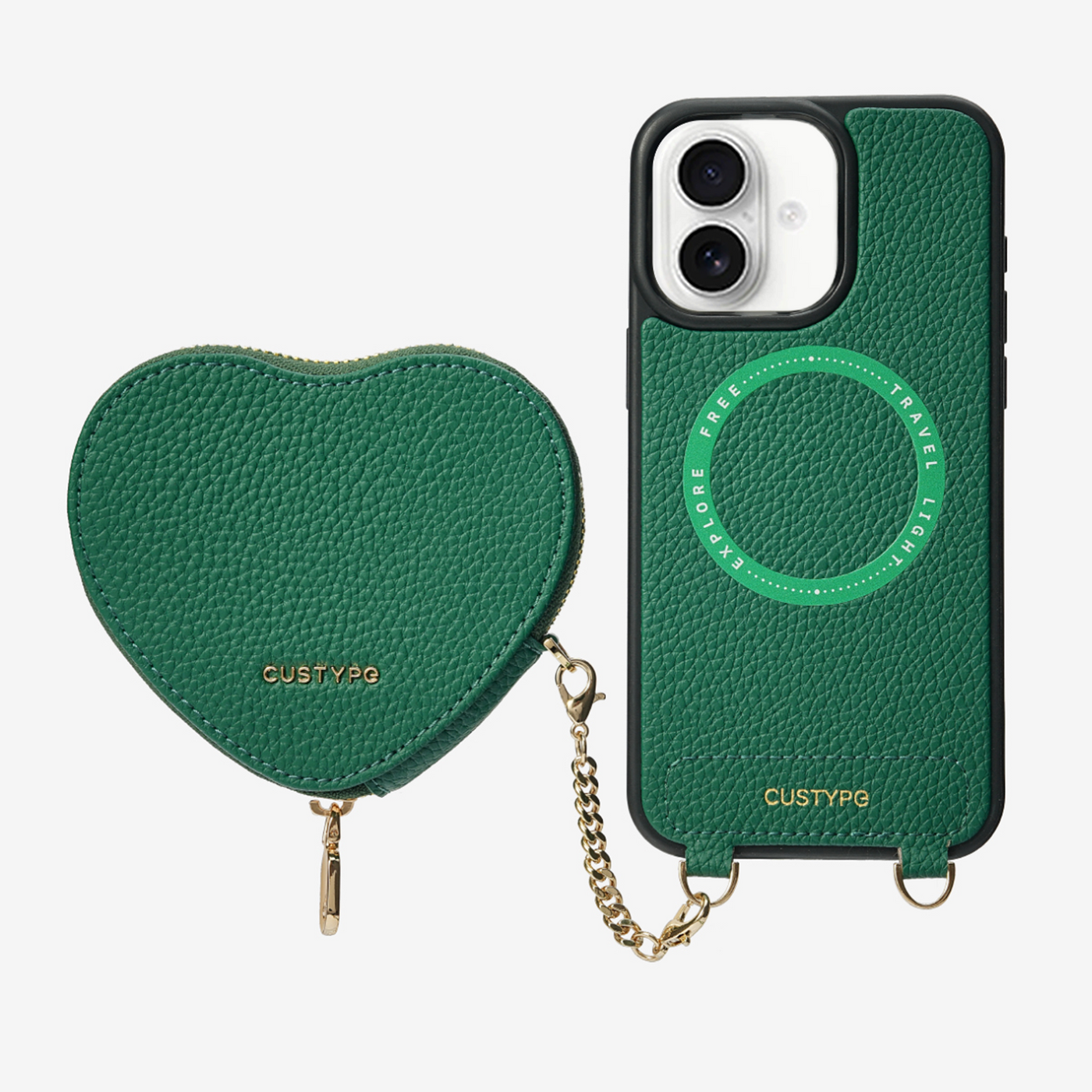 Original Design Set- Wireless Charging Phone Case With Detachable Heart Pouch-Mobile Phone Cases-Custype