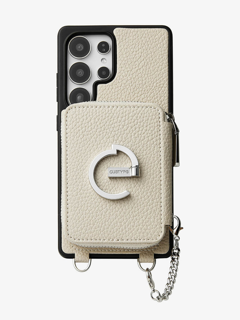 Silver Edge Kit- Samsung Galaxy Magnetic Wallet Phone Case with Neck Strap & Grip-Mobile Phone Cases-DETACHABLE WALLET & PHONE POUCH-Green-Samsung S25 Ultra-Custype