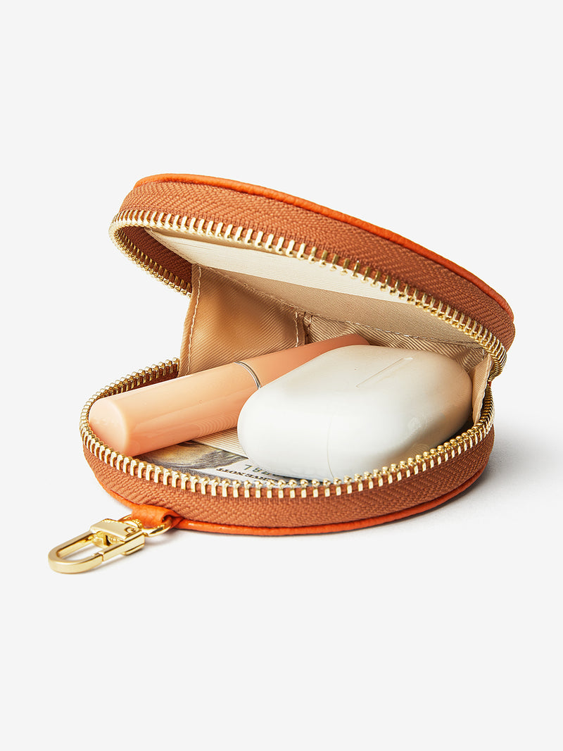 Orange zipper round pouch