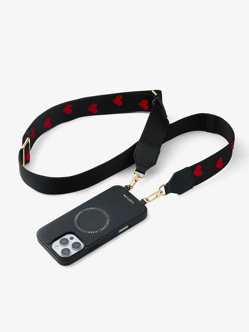 Sleek Design Kit- Webbing Crossbody Magnetic Phone Case-Mobile Phone Cases-DETACHABLE WALLET & ROUND POUCH-Peach Pink-iPhone 16 Pro Max-Custype