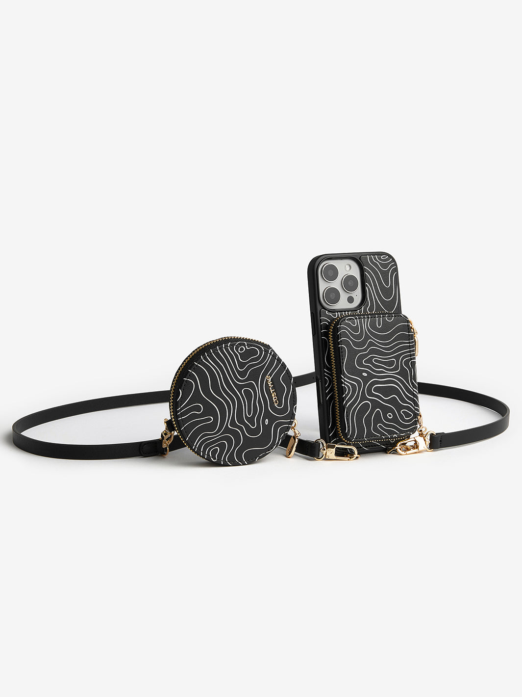 Print Style Trend- Luxury Lanyard Phone Case with Magsafe Wallet & Circle Pouch