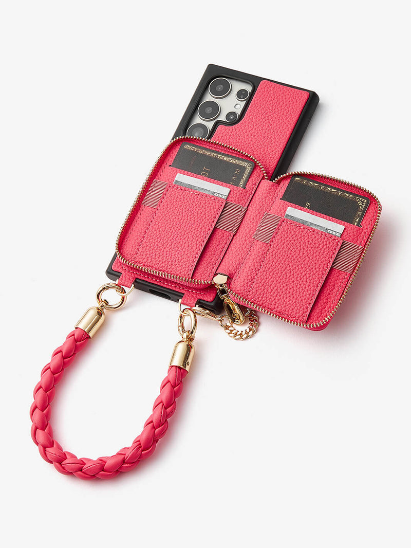 BraidTrend- Samsung Rope Style Wristlet Separable Wallet Phone Case-Mobile Phone Cases-WRISTBAND & PHONE POUCH-Black-Samsung S25 Ultra-Custype