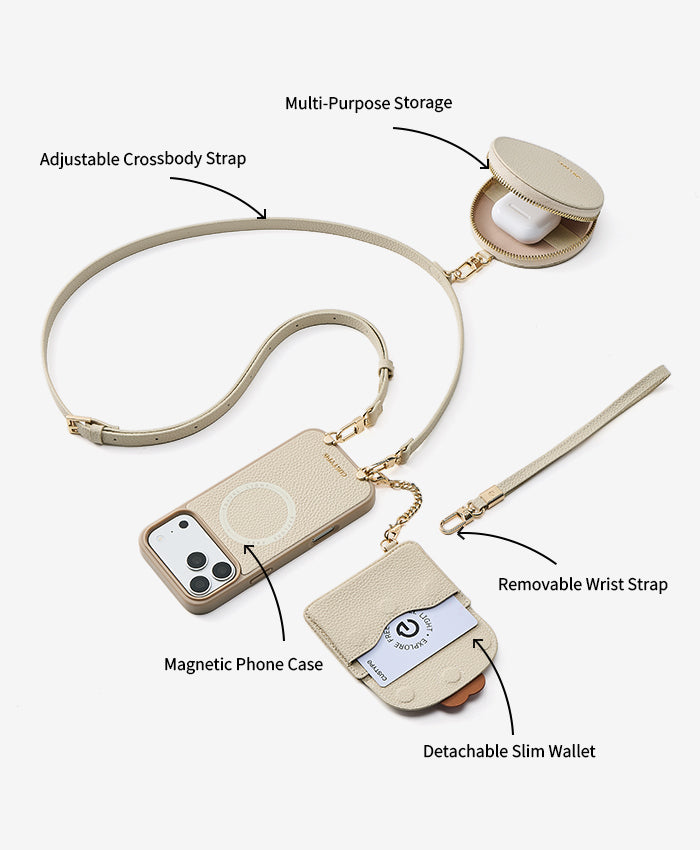 Slim Wallet Crossbody Phone with Airpods Pouch Features