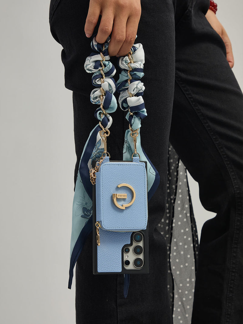 Silk Flair Set- Samsung Lychee Detachable Wristlet Wallet Phone Case with E-Stand-Mobile Phone Cases-WRISTBAND & PHONE POUCH-Peach Pink-Samsung S25 Ultra-Custype