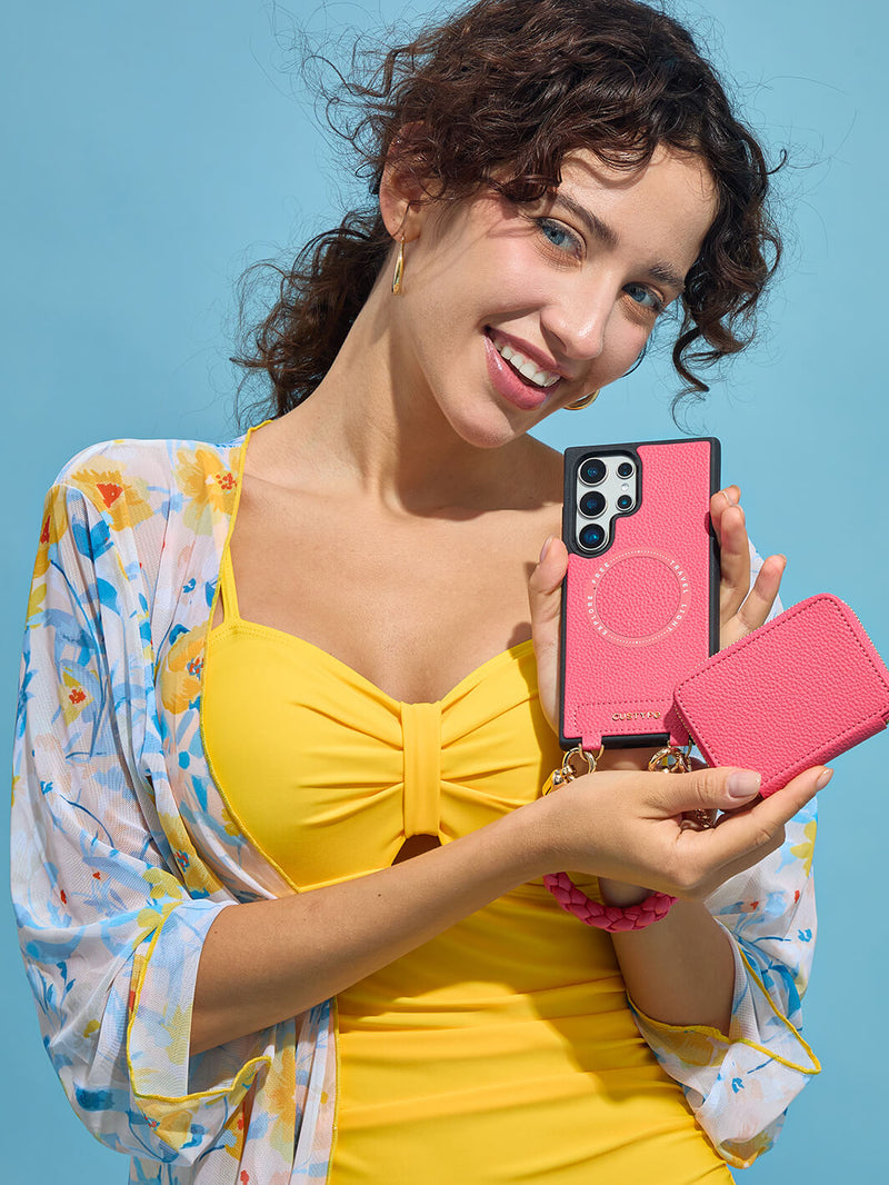 BraidTrend- Samsung Rope Style Wristlet Separable Wallet Phone Case-Mobile Phone Cases-WRISTBAND & PHONE POUCH-Black-Samsung S25 Ultra-Custype