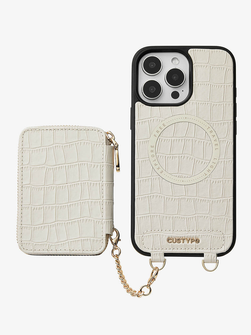 Crocodile Craft Set- Detachable Wireless Charging Wallet Phone Case-Mobile Phone Cases-DETACHABLE WALLET & WIRELESS CHARGING-Black-iPhone 16 Pro Max-Custype
