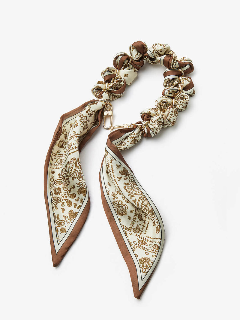 Silk Scarf Phone Case Wrist Strap-Mobile Phone Accessories-PHONE CASE ACCESSORIES-Beige-Flowers-Custype