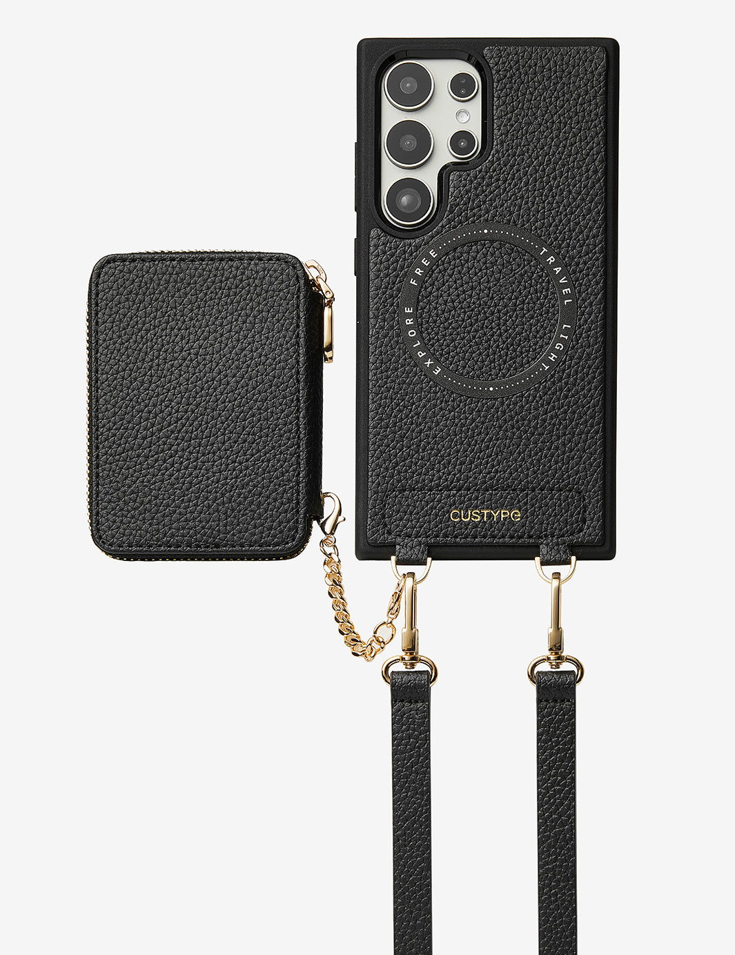 Unique Design Set- Samsung Galaxy Detachable Wireless Charging Phone Case AirPods Pouch Set-Mobile Phone Cases-DETACHABLE WALLET & PHONE POUCH-Beige-Samsung S24 Ultra-Custype