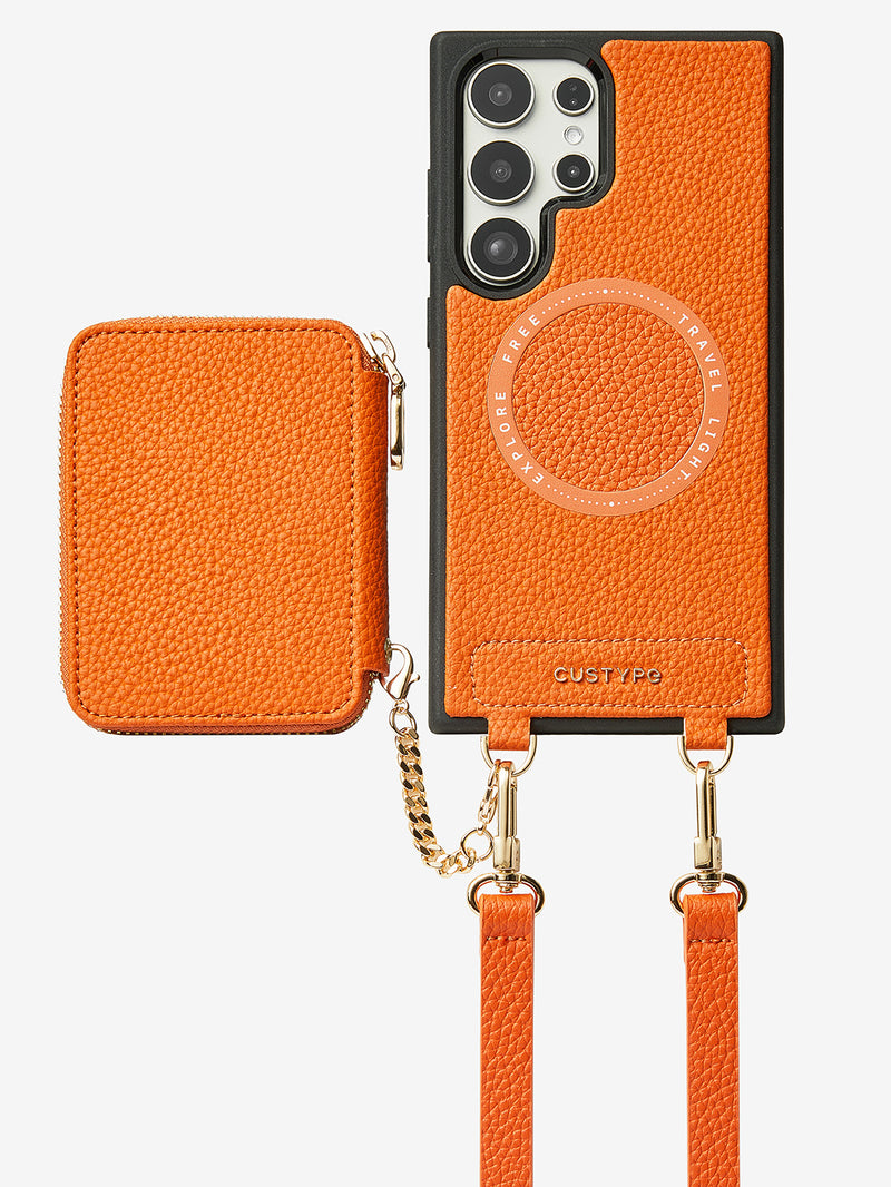 Unique Design Set- Samsung Galaxy Detachable Wireless Charging Phone Case AirPods Pouch Set-Mobile Phone Cases-DETACHABLE WALLET & PHONE POUCH-Beige-Samsung S24 Ultra-Custype