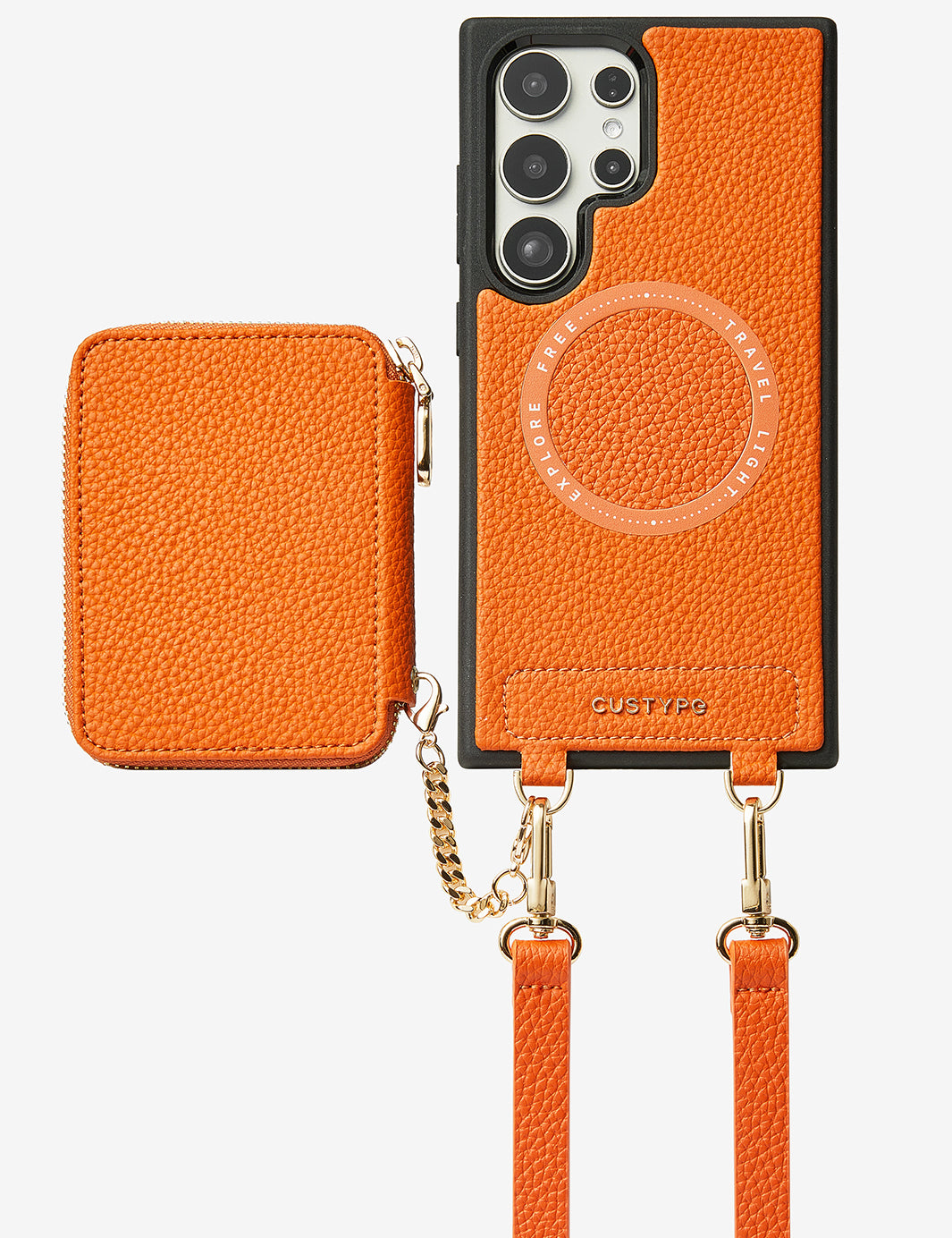 Unique Design Set- Samsung Galaxy Detachable Wireless Charging Phone Case AirPods Pouch Set-Mobile Phone Cases-DETACHABLE WALLET & PHONE POUCH-Beige-Samsung S24 Ultra-Custype