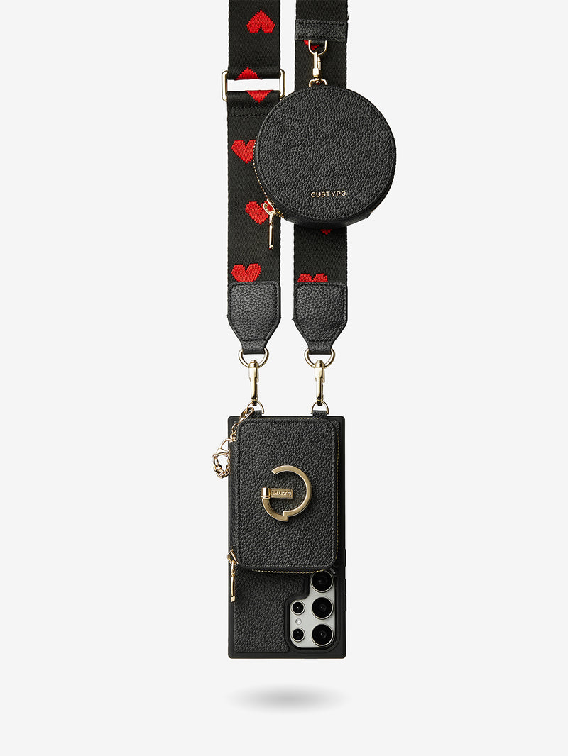 Original Design Set- Samsung Galaxy Wireless Charging Webbing Crossbody Phone Case Round Pouch Set-Mobile Phone Cases-Custype