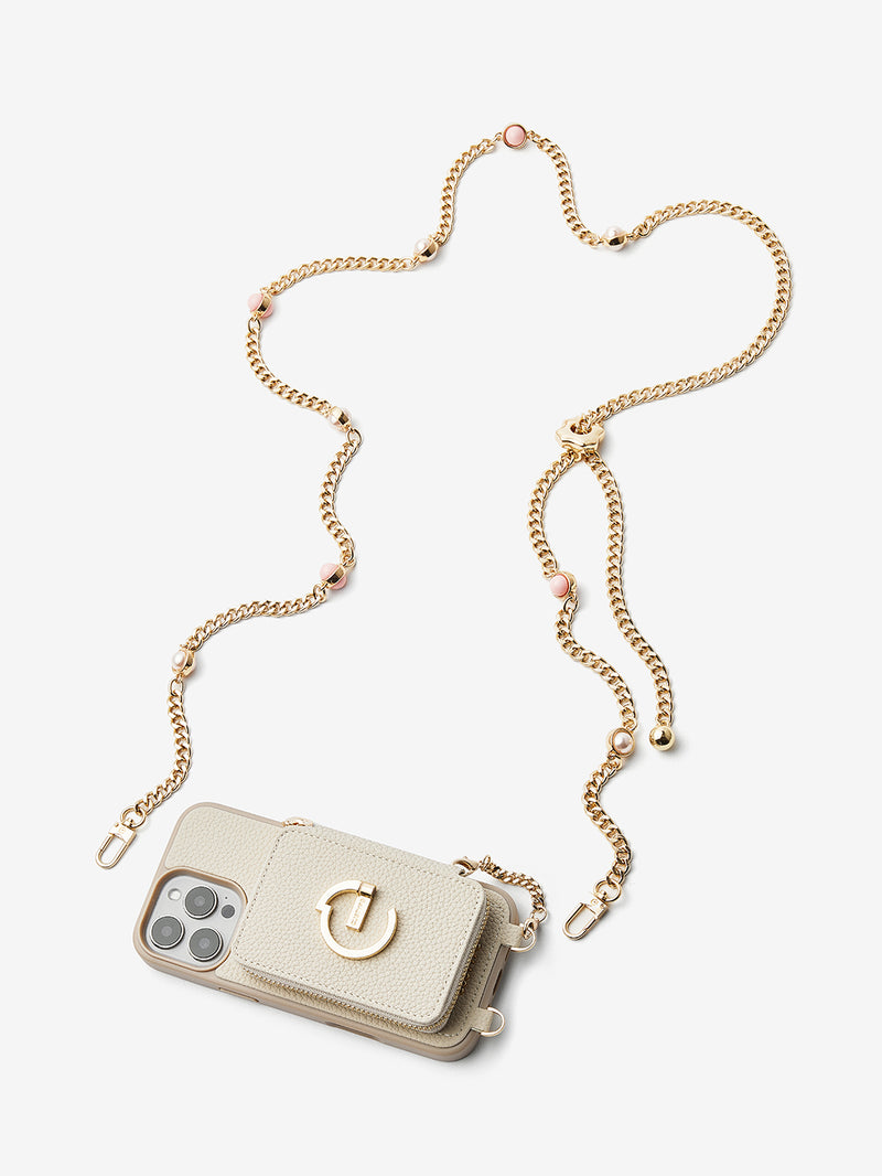 Candy Chain Kit- Magnetic Separable Wallet iPhone Case with Pearl Chain & Grip-Mobile Phone Cases-DETACHABLE WALLET & PHONE POUCH-Green-iPhone 16 Pro Max-Custype