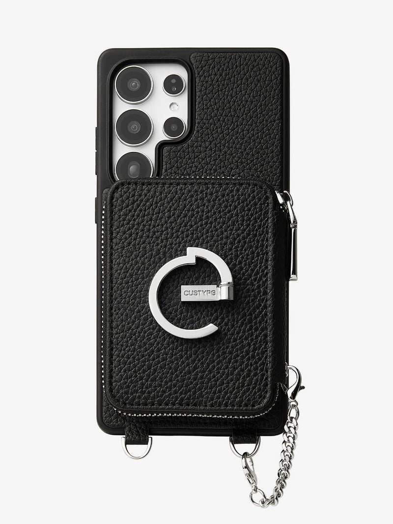 Silver Edge Kit- Samsung Galaxy Magnetic Wallet Phone Case with Neck Strap & Grip-Mobile Phone Cases-DETACHABLE WALLET & PHONE POUCH-Green-Samsung S25 Ultra-Custype