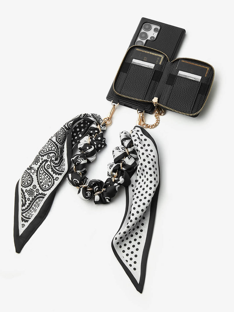 Silk Flair Set- Samsung Lychee Detachable Wristlet Wallet Phone Case with E-Stand-Mobile Phone Cases-WRISTBAND & PHONE POUCH-Peach Pink-Samsung S25 Ultra-Custype