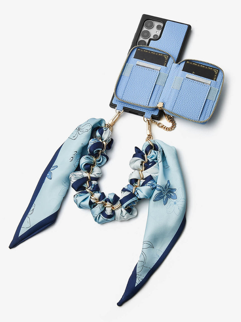 Silk Flair Set- Samsung Lychee Detachable Wristlet Wallet Phone Case with E-Stand-Mobile Phone Cases-WRISTBAND & PHONE POUCH-Peach Pink-Samsung S25 Ultra-Custype