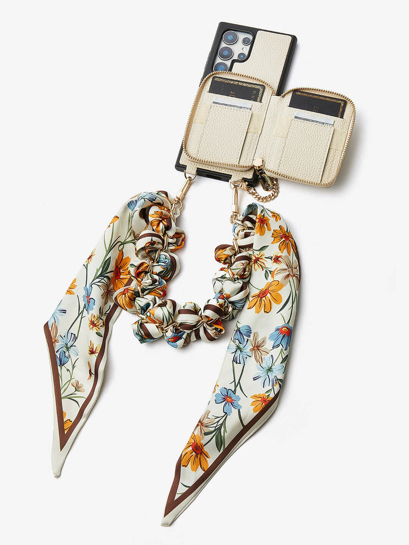 Silk Flair Set- Samsung Lychee Detachable Wristlet Wallet Phone Case with E-Stand-Mobile Phone Cases-WRISTBAND & PHONE POUCH-Peach Pink-Samsung S25 Ultra-Custype