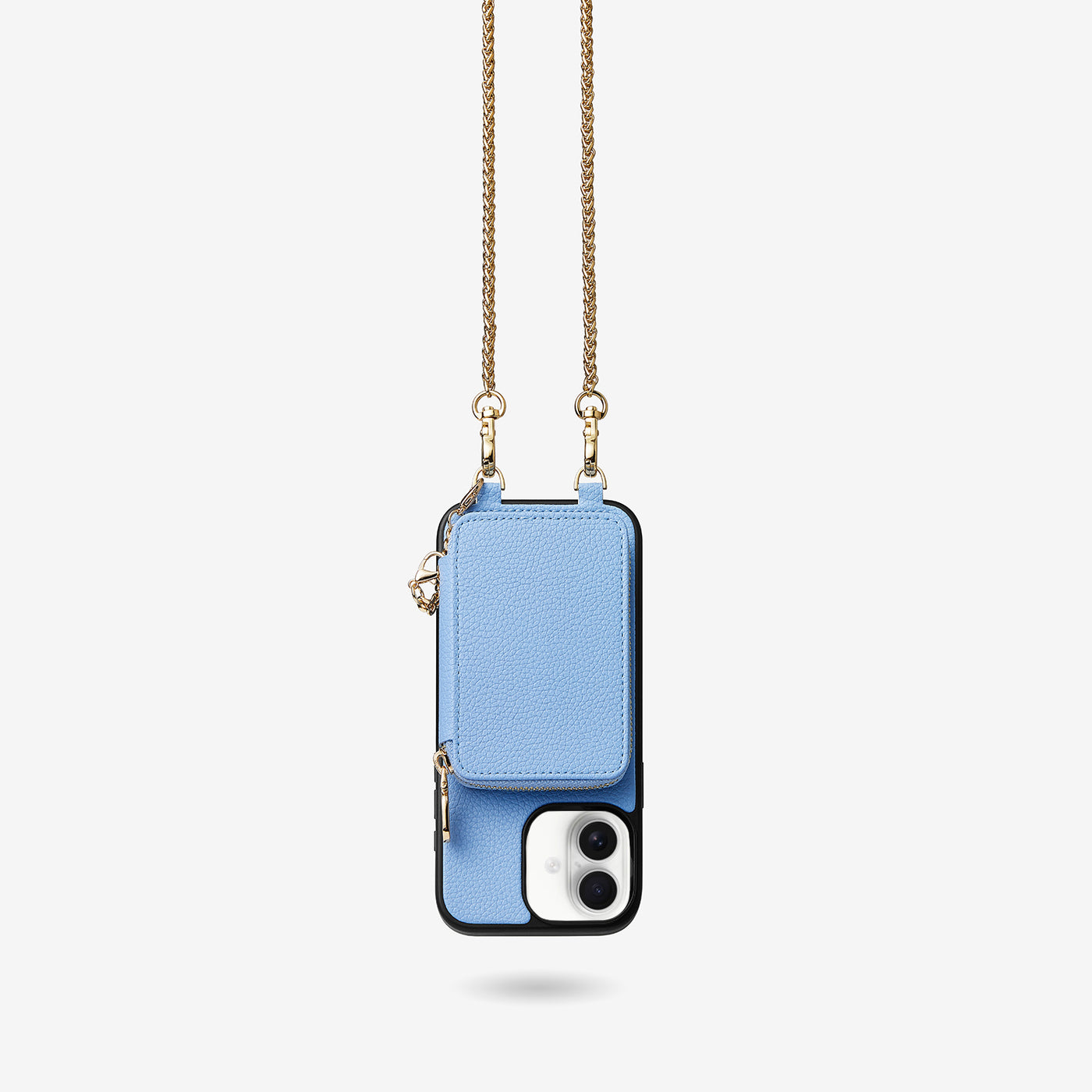 Slim Metal Chain- Removable Magnetic Phone Purse Case with Shoulder Strap-Mobile Phone Cases-DETACHABLE WALLET & PHONE POUCH-Blue-iPhone 16 Plus-Custype