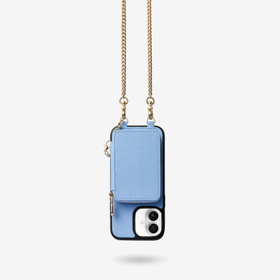 Trendy Chain Series- Magsafe Compatible Wallet Case with Strap for iPhone-Mobile Phone Cases-DETACHABLE WALLET & PHONE POUCH-Blue-iPhone 16 Plus-Custype