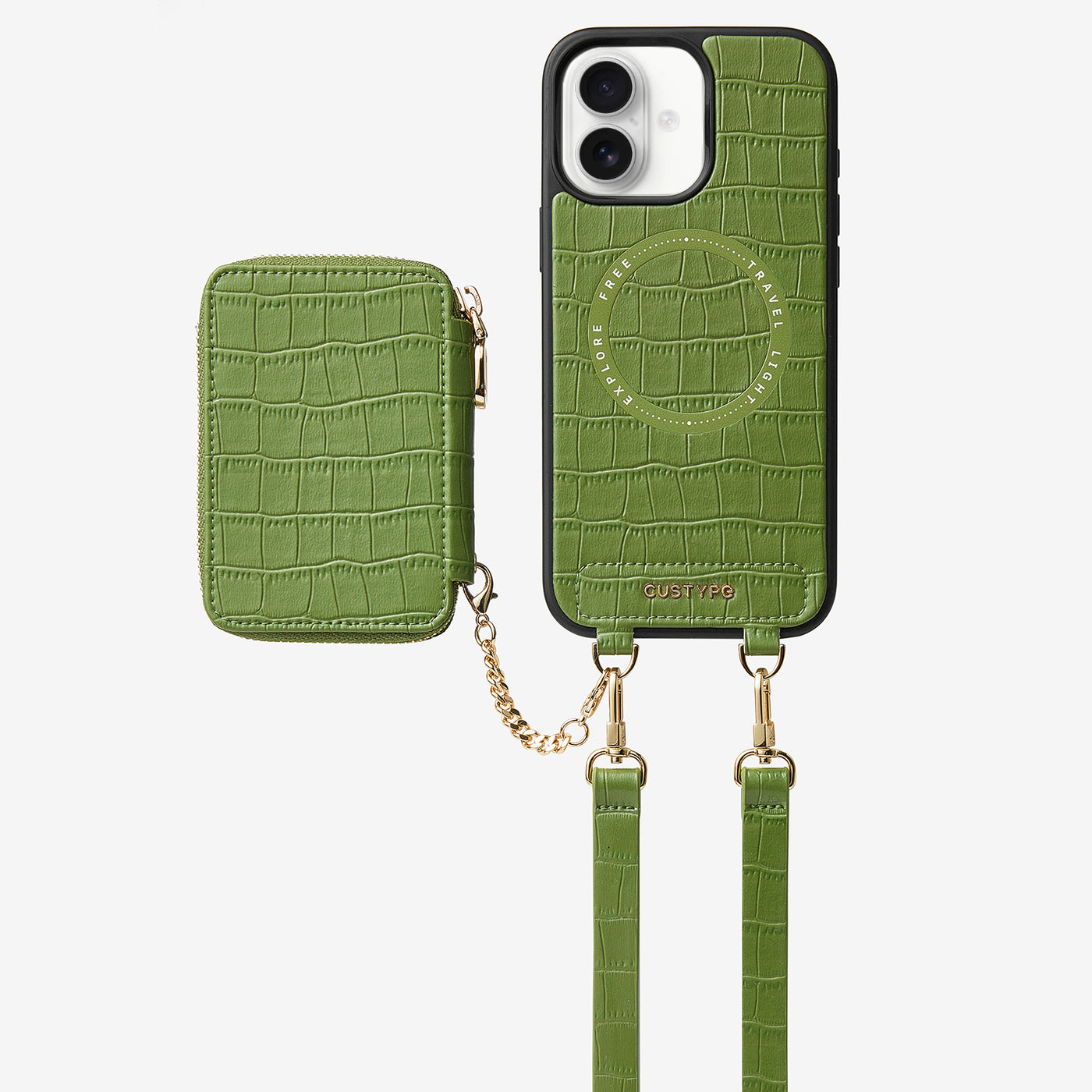 Crocodile Craft Set- Detachable Wireless Charging Crossbody Wallet Phone Case Set-Mobile Phone Cases-DETACHABLE WALLET & WIRELESS CHARGING-Custype