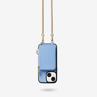 Trendy Chain Series- Magsafe Compatible Wallet Case with Strap for iPhone-Mobile Phone Cases-DETACHABLE WALLET & PHONE POUCH-Blue-iPhone 15 Plus-Custype