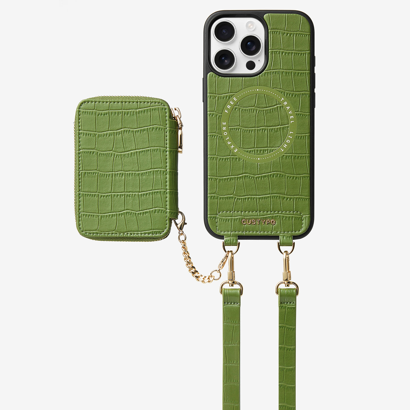 Crocodile Craft Set- Crossbody Wireless Charging Wallet Phone Case Set