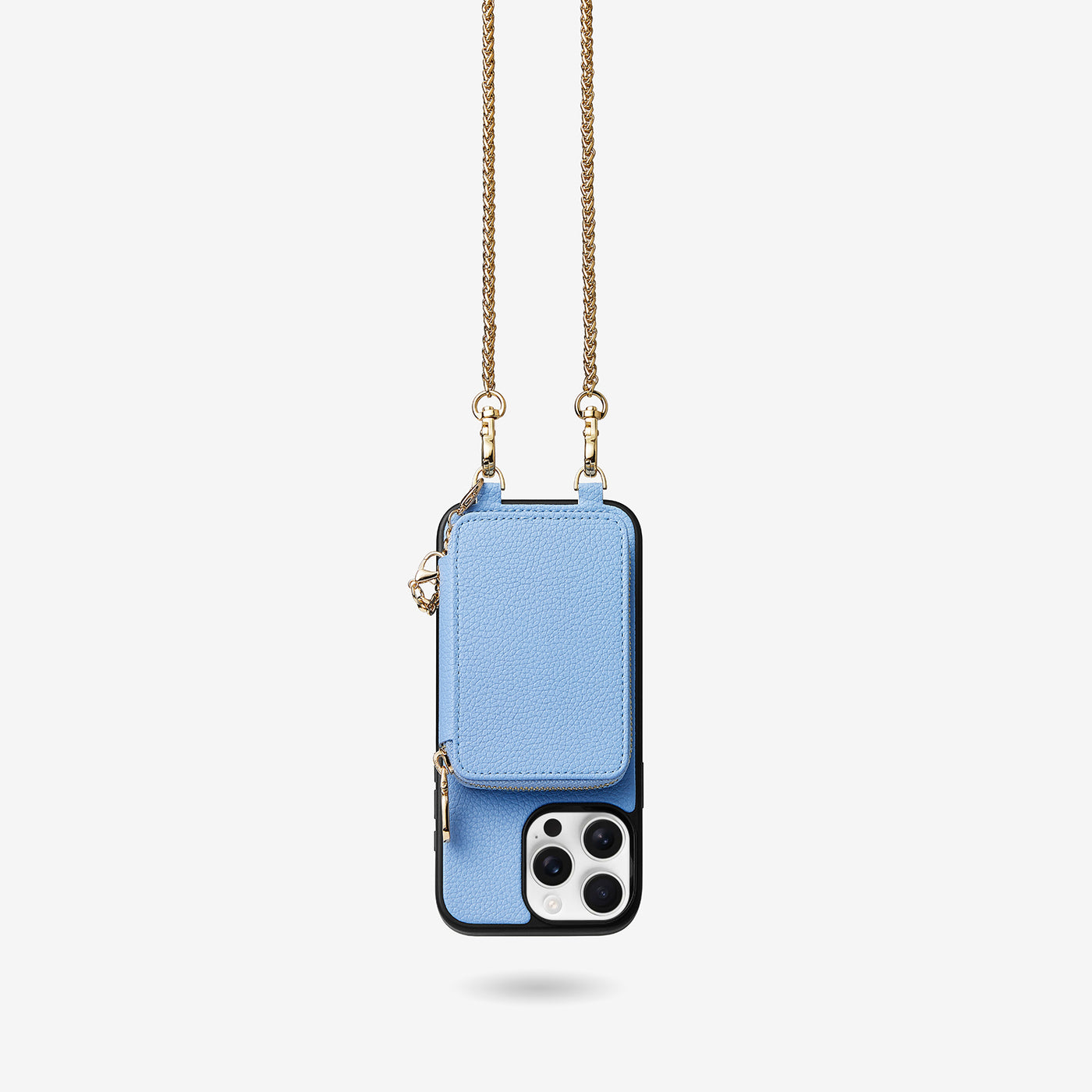 Slim Metal Chain- Removable Magnetic Phone Purse Case with Shoulder Strap-Mobile Phone Cases-DETACHABLE WALLET & PHONE POUCH-Blue-iPhone 16 Pro Max-Custype