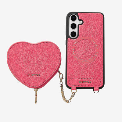 Heart Design Kit- Samsung Galaxy Wireless Charging Phone Case With Detachable Pouch