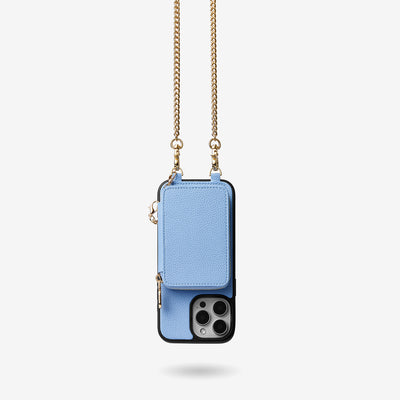 Trendy Chain Series- Magsafe Compatible Wallet Case with Strap for iPhone-Mobile Phone Cases-DETACHABLE WALLET & PHONE POUCH-Blue-iPhone 16 Pro Max-Custype