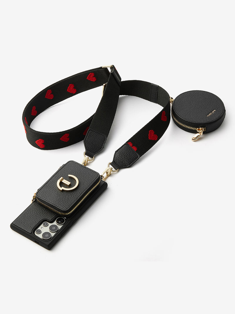 Original Design Set- Samsung Galaxy Wireless Charging Webbing Crossbody Phone Case Round Pouch Set-Mobile Phone Cases-Custype