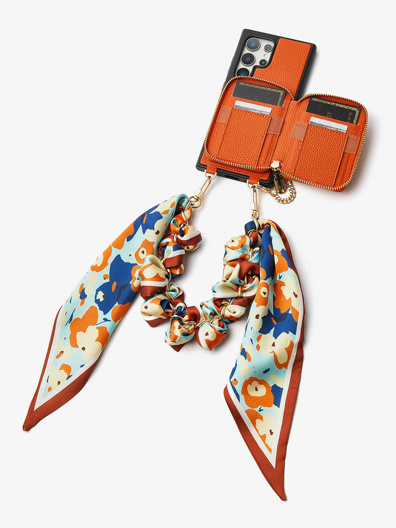 Silk Flair Set- Samsung Lychee Detachable Wristlet Wallet Phone Case with E-Stand-Mobile Phone Cases-WRISTBAND & PHONE POUCH-Peach Pink-Samsung S25 Ultra-Custype