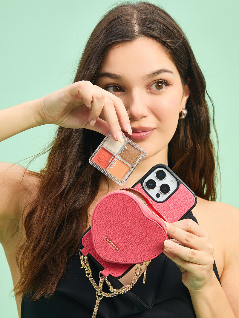 Heart Twist Chain- Crossbody Magsafe Compatible Phone Cases with Coin Purse-Mobile Phone Cases-DETACHABLE WALLET & WIRELESS CHARGING-Black-iPhone 16 Pro Max-Custype