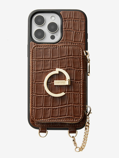 Crocodile Design Set- Crossbody Wireless Charging E-stand Wallet Phone Case Set