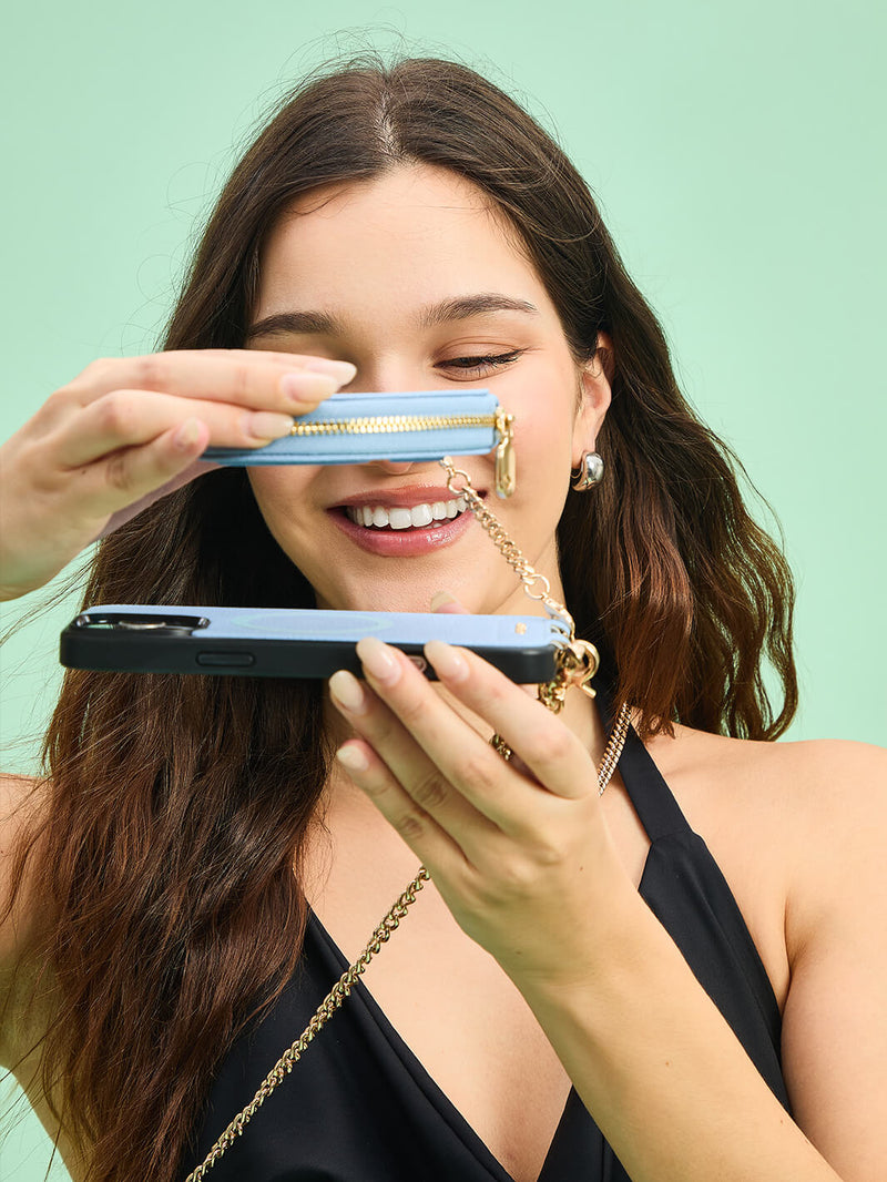 Heart Chain Kit- Wallet Phone Case with Chain Supporting Wireless Charging-Mobile Phone Cases-DETACHABLE WALLET & WIRELESS CHARGING-Green-iPhone 16 Pro Max-Custype