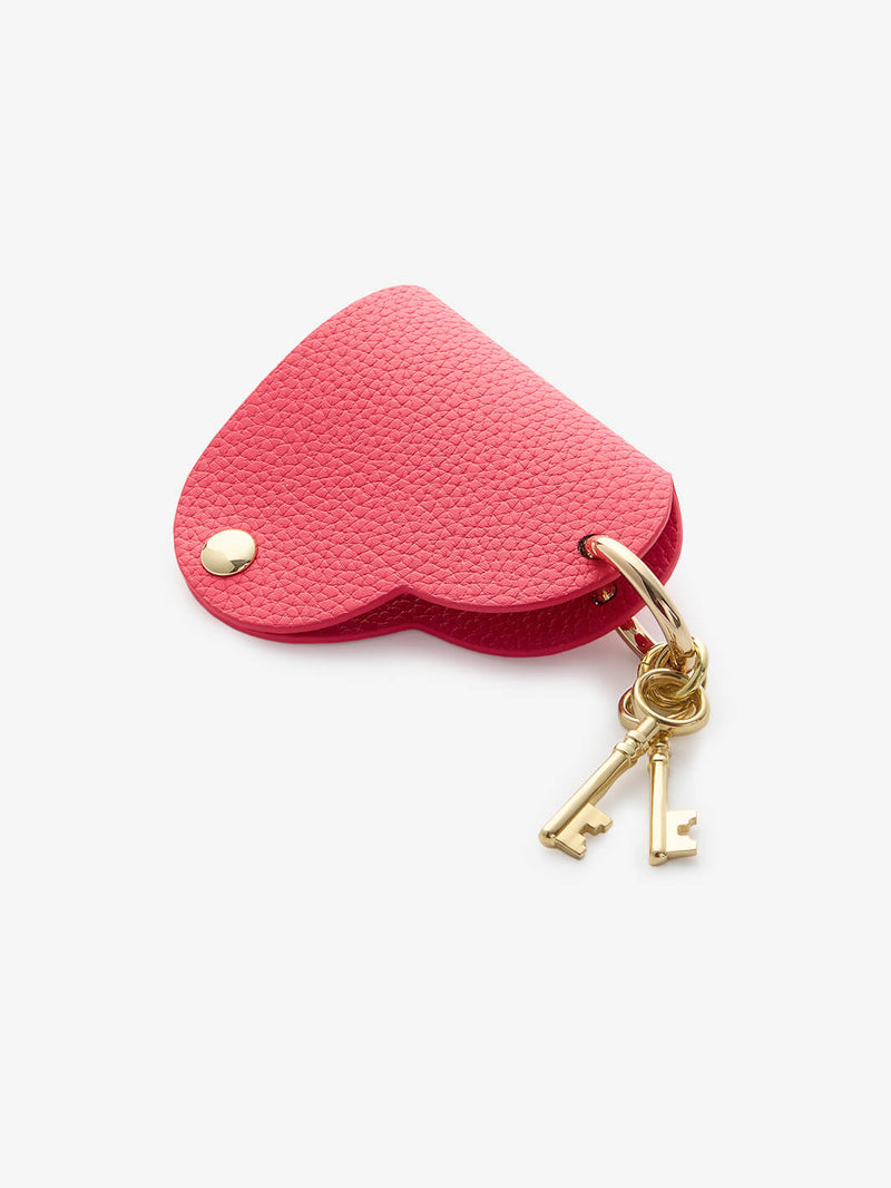 Heart Key Fob Case-Key Fob Case-Lychee Pattern Leather Mini Pouch-Peach Pink-Custype