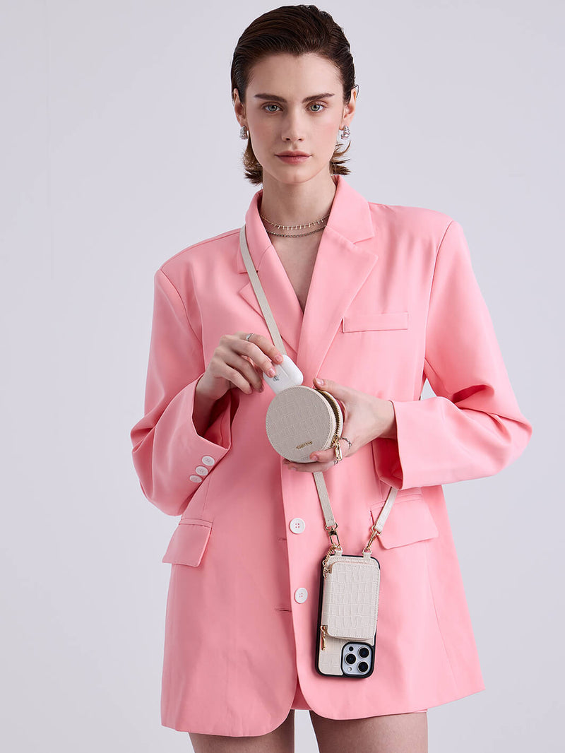 Crocodile Craft Set- Detachable Wireless Charging Crossbody Wallet Phone Case Round Pouch Set-Mobile Phone Cases-DETACHABLE WALLET & ROUND POUCH-Green-iPhone 16 Pro Max-Custype