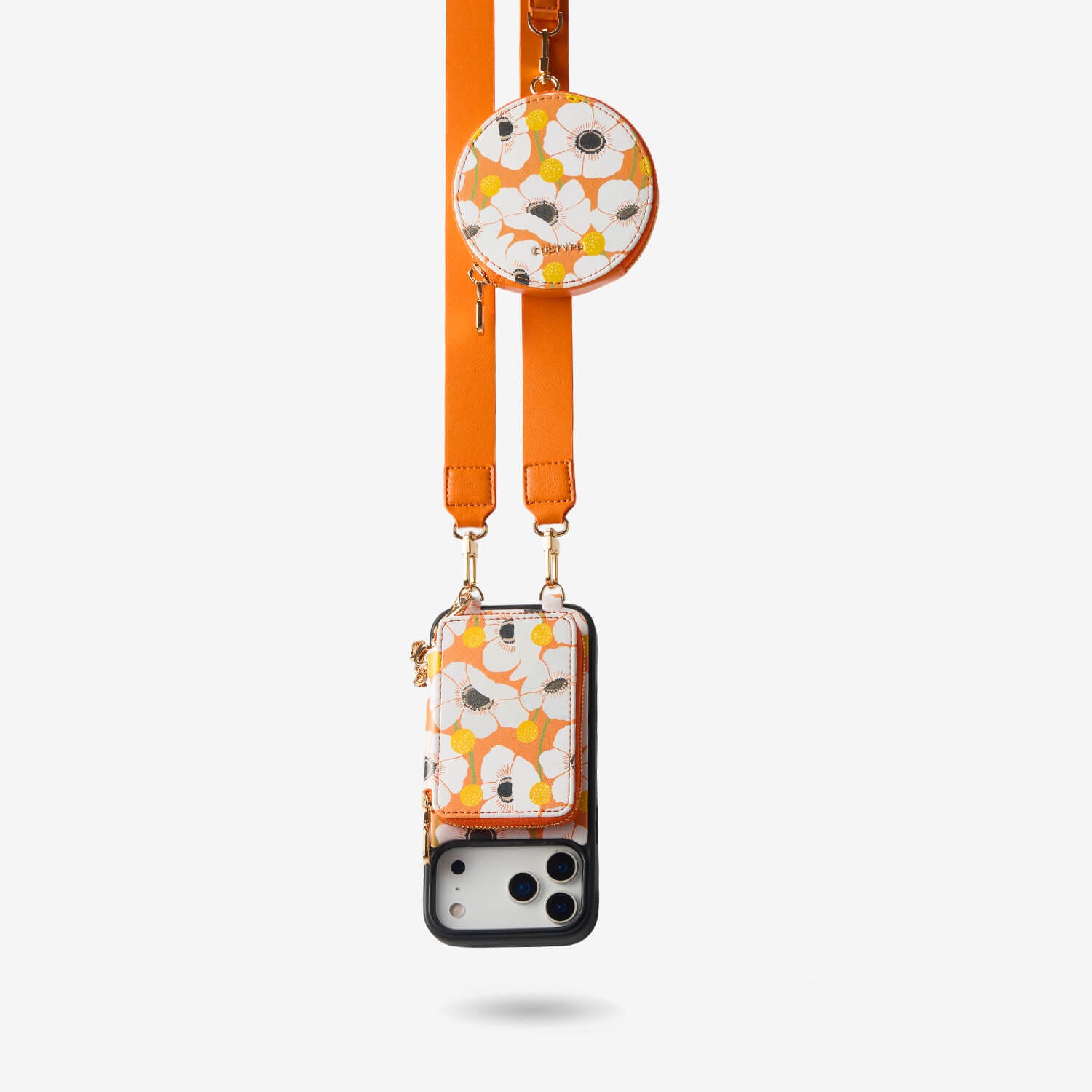 CUSTYPE オレンジ ストラップ付きケース Custypeオリジナルクロスボディスマホケースセット（リストストラップ